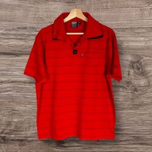 Vintage Men's Red Striped Polo Shirt